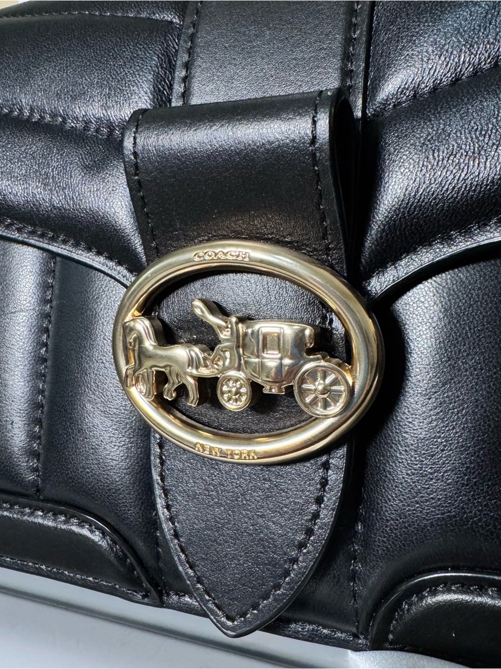 Coach Georgie Shoulder Bag with Puffy Quilting in Black - Picture 2 of 12